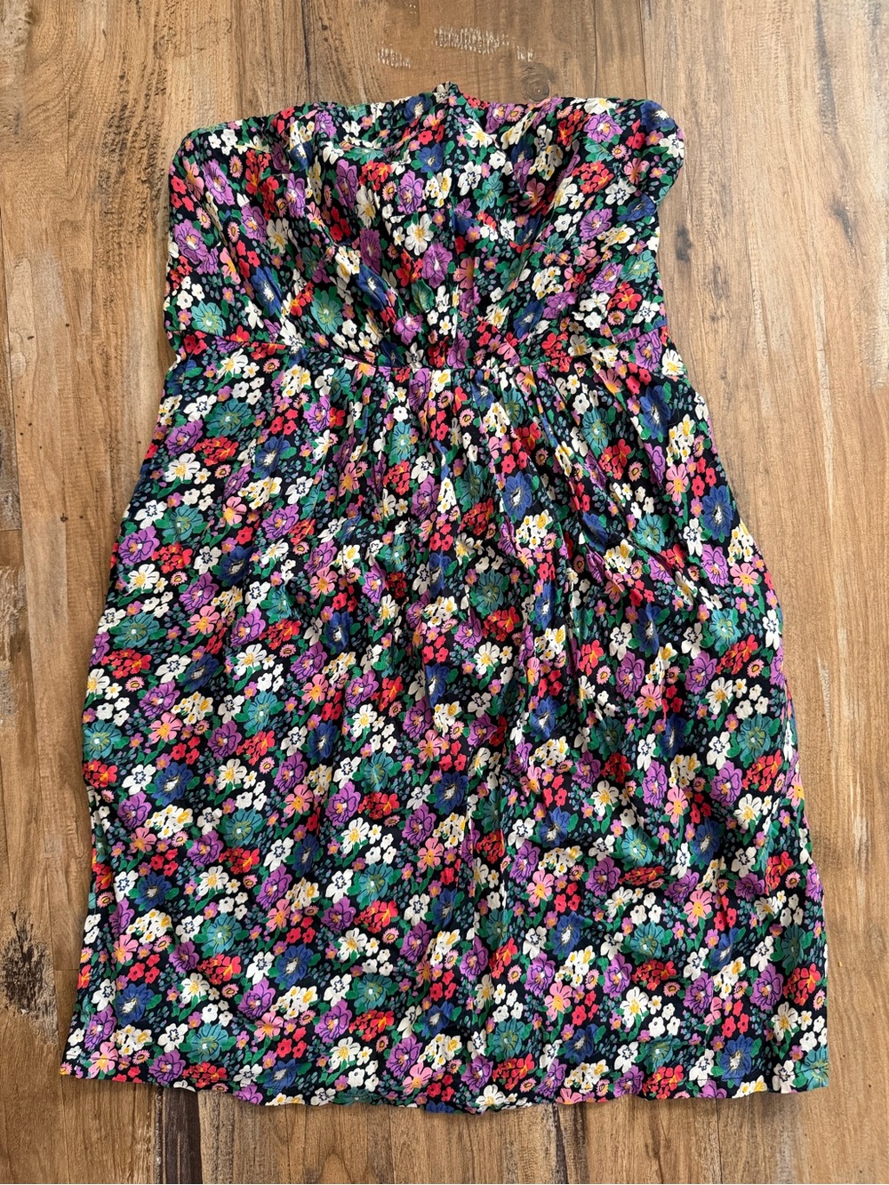 Kimchi Blue Women’s M- Floral Strapless Dress - Black Multicolor
